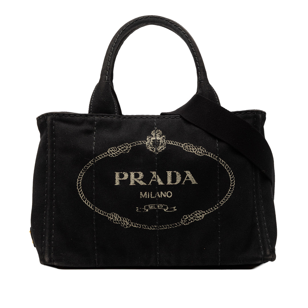 Prada Small Toile Canapa Logo Cabas