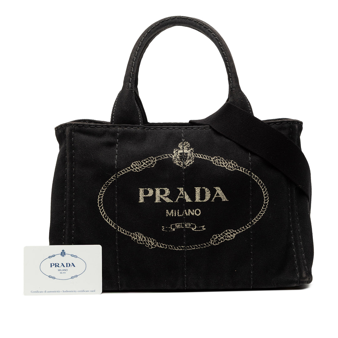 Prada Small Toile Canapa Logo Sac