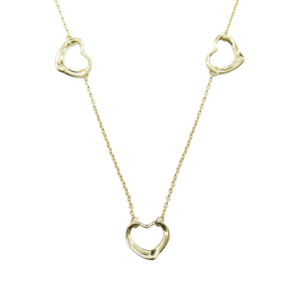18K Yellow Gold Elsa Peretti Open Heart 3 Motifs Necklace Gold - Gaby Paris