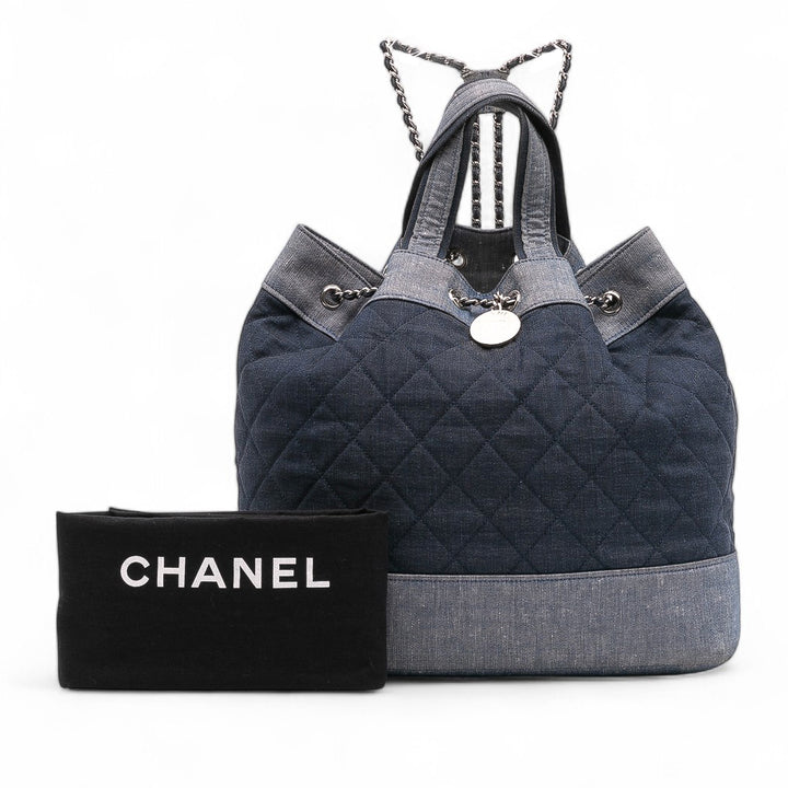 Quilted Denim Medallion Backpack Blue - Gaby Paris