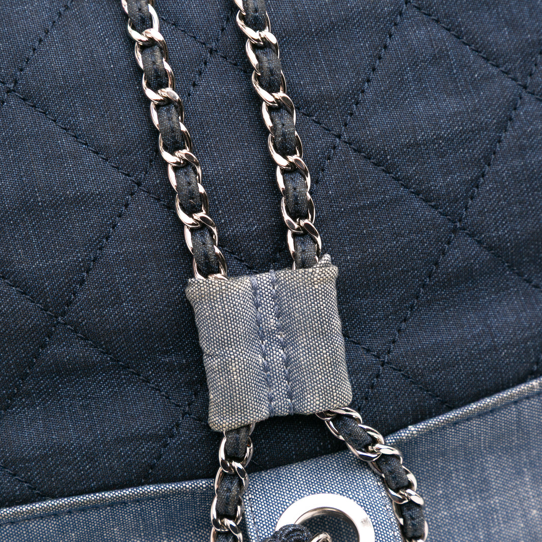 Quilted Denim Medallion Backpack Blue - Gaby Paris