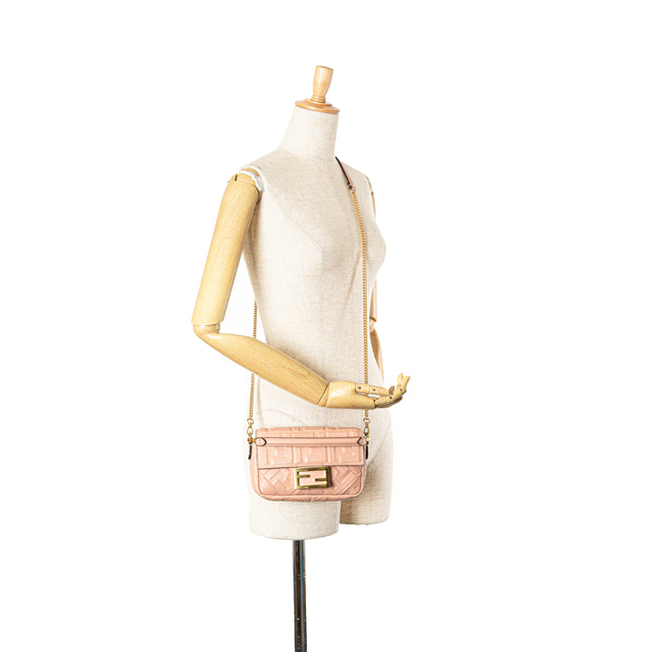 Mini Embossed Zucca Baguette Satchel Pink - Gaby Paris