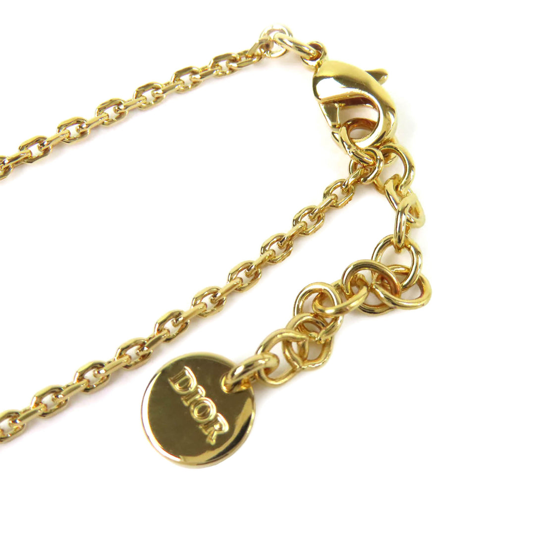 Dior plaqué et Strass CD Logo Heart Pendant Collier Doré – vue 4 – GABY PARIS