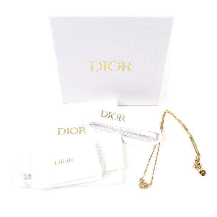 Dior plaqué et Strass CD Logo Heart Pendant Collier Doré – vue 6 – GABY PARIS