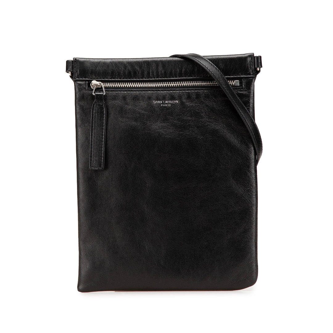 Saint Laurent Antiqued Sid Plat Sac Cuir d'agneau Noir – vue principale – GABY PARIS