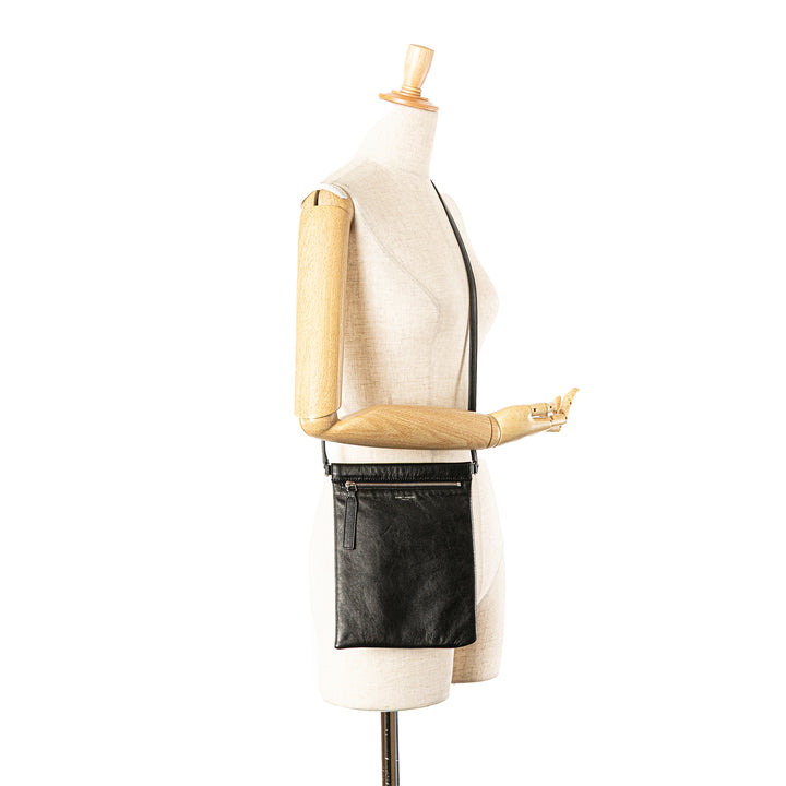 Saint Laurent Antiqued Sid Plat Sac Cuir d'agneau Noir – vue 12 – GABY PARIS