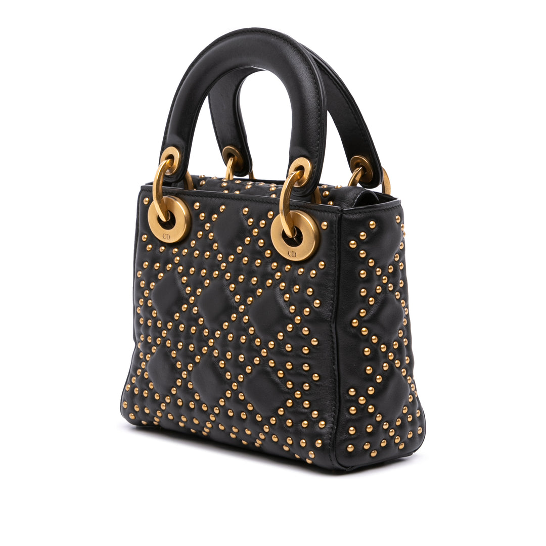 Dior Mini Cuir d’agneau Cannage Studded Supple Lady Dior Noir – GABY PARIS Authentique
