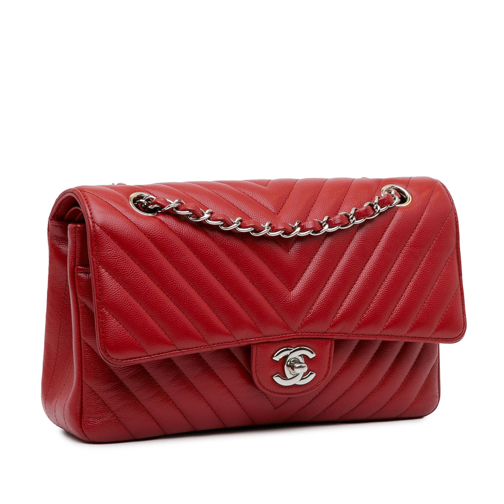 Medium Classic Chevron Caviar Double Flap Red - Gaby Paris