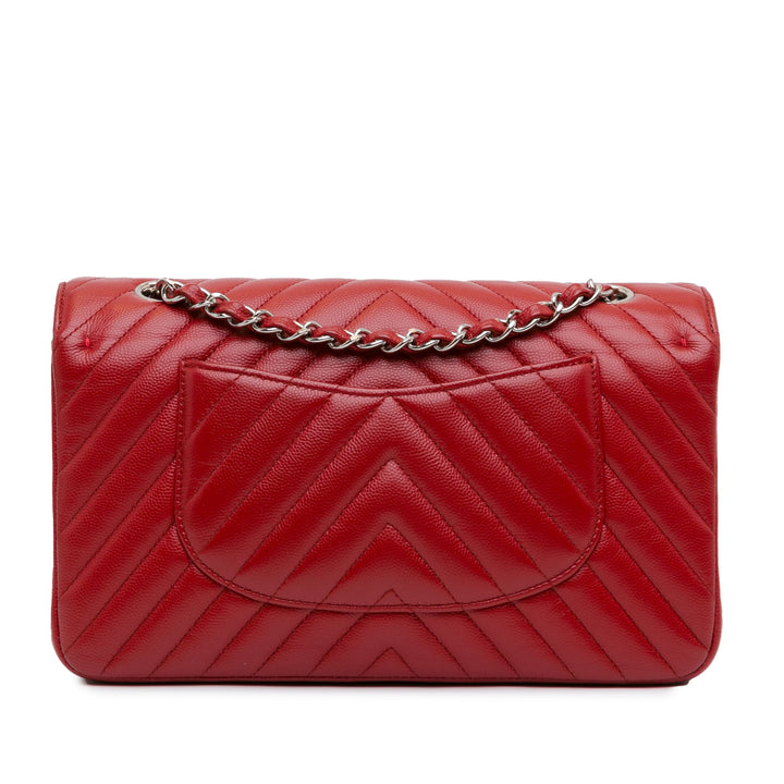 Medium Classic Chevron Caviar Double Flap Red - Gaby Paris