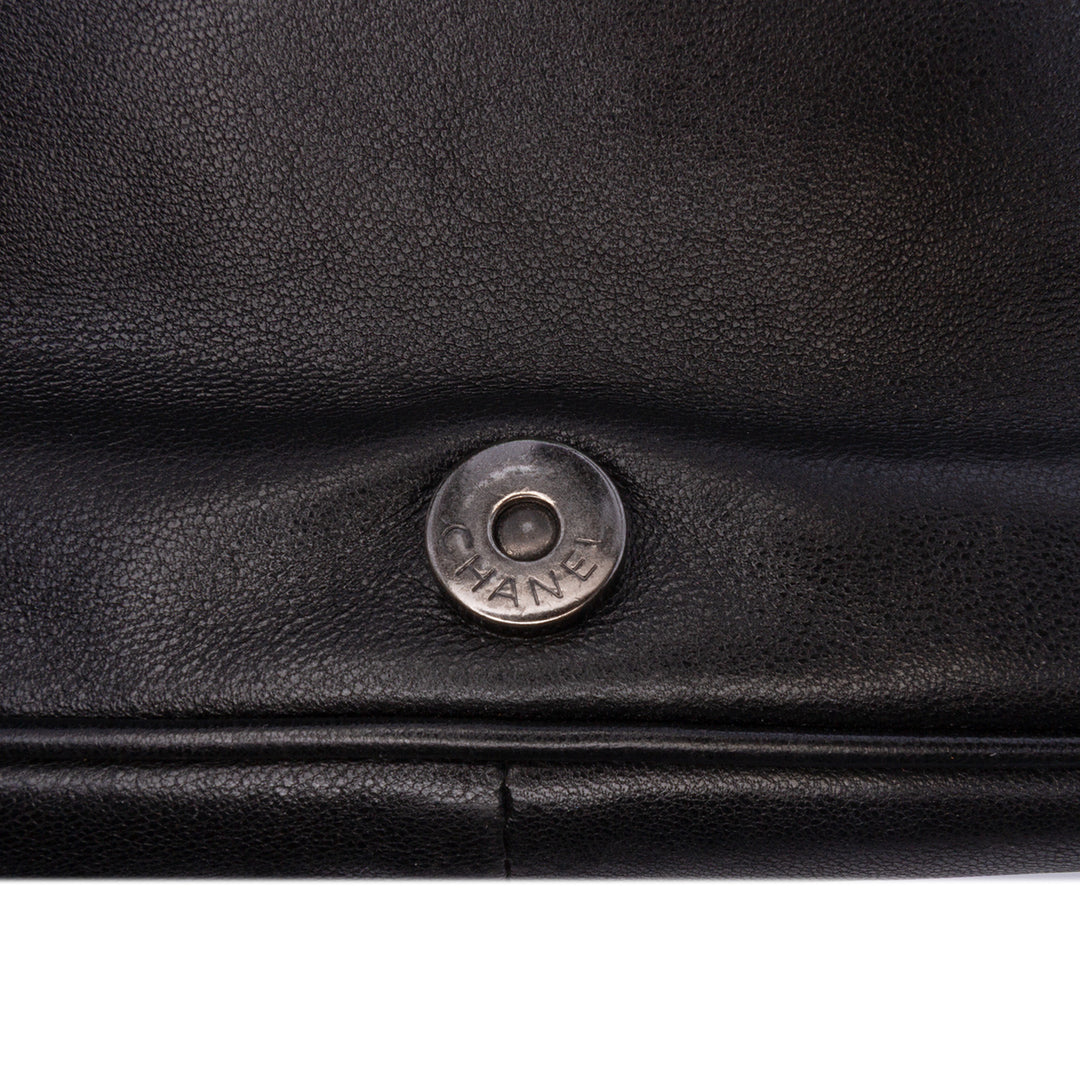 CC Quilted Lambskin Full Flap Wallet on Chain Black - Gaby Paris