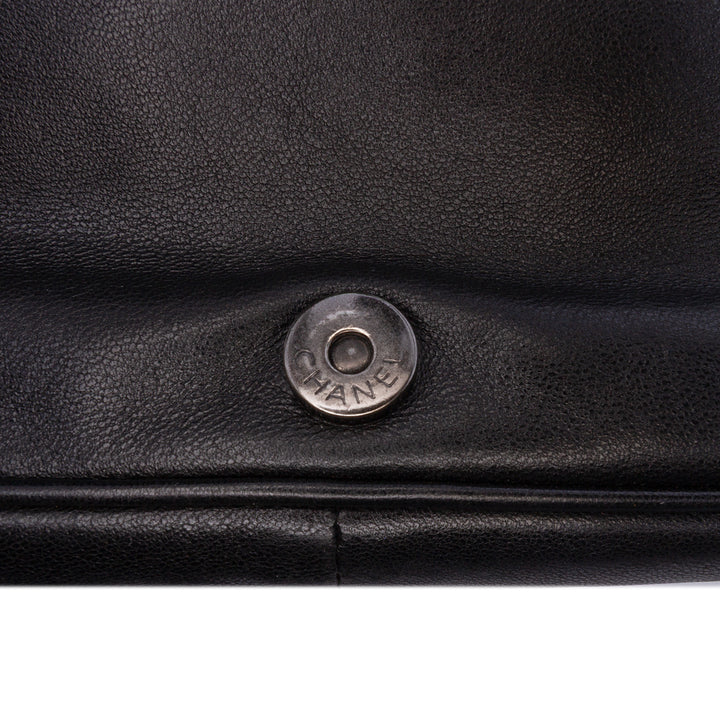 CC Quilted Lambskin Full Flap Wallet on Chain Black - Gaby Paris