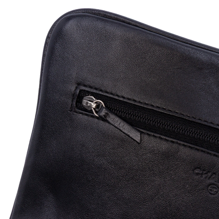 CC Quilted Lambskin Full Flap Wallet on Chain Black - Gaby Paris