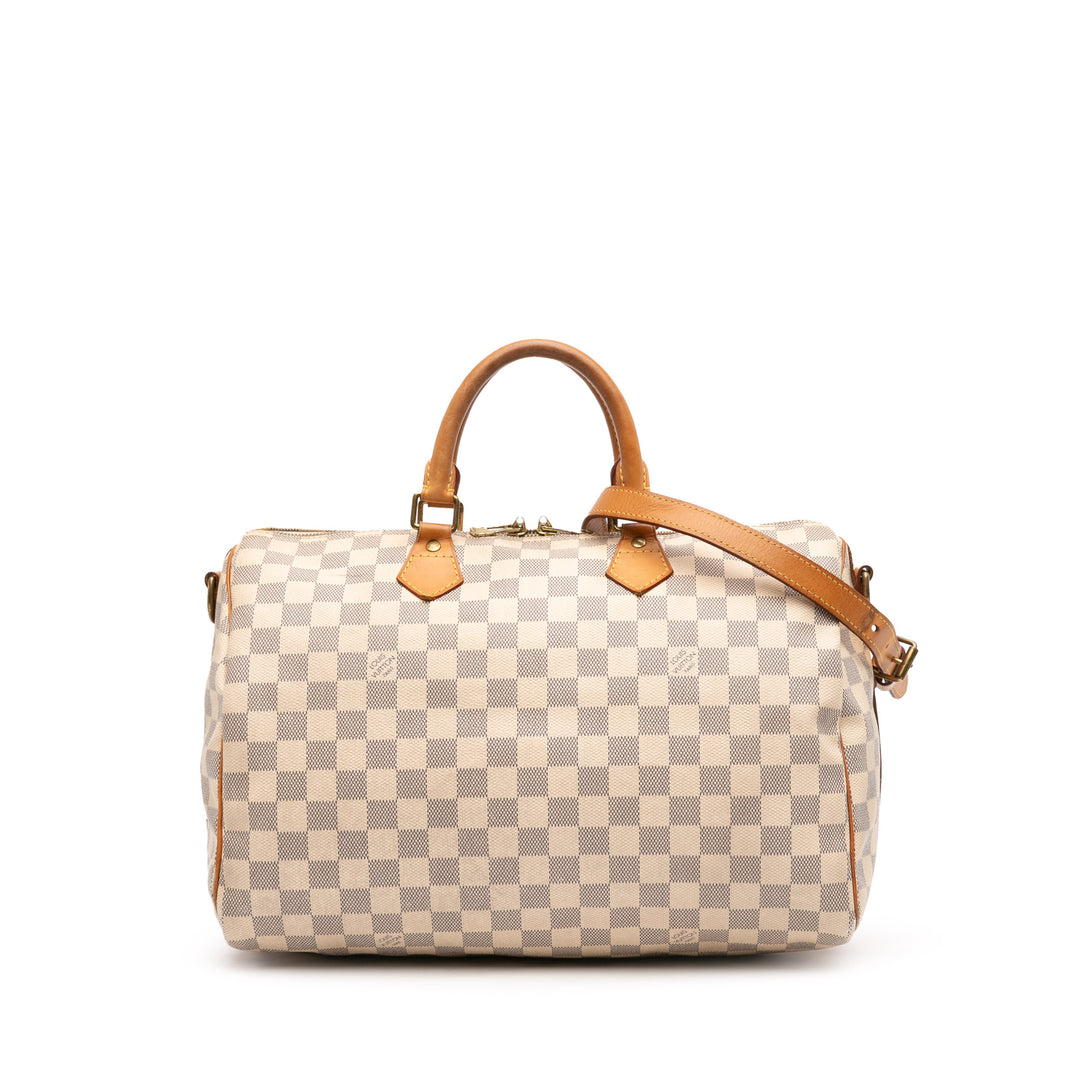 Damier Azur Speedy Bandouliere 35 White - Gaby Paris