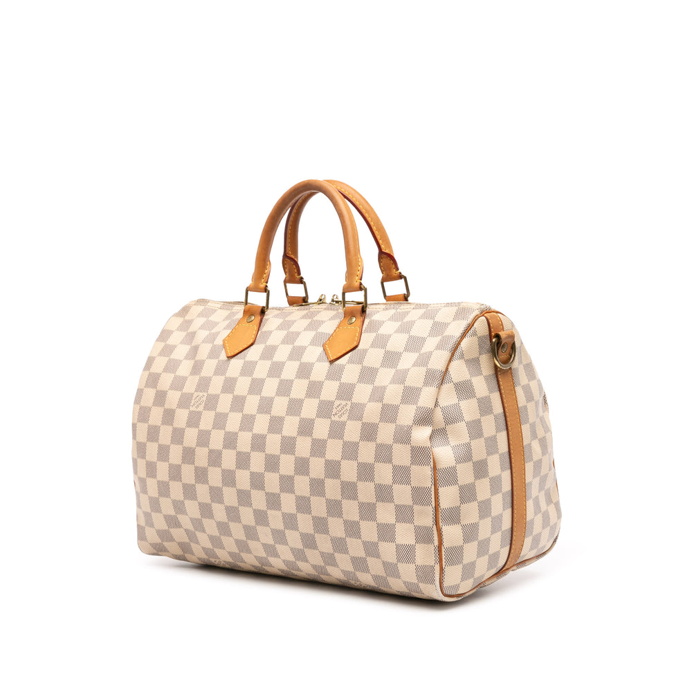 Damier Azur Speedy Bandouliere 35 White - Gaby Paris