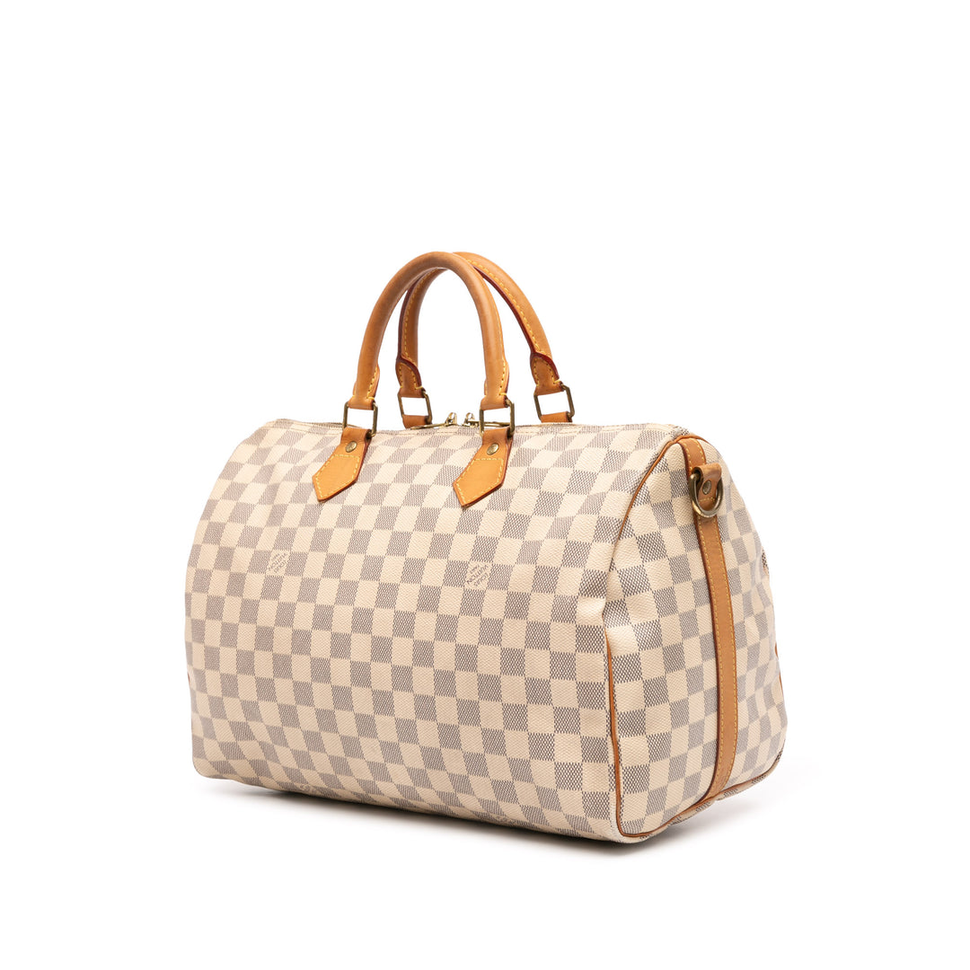 Damier Azur Speedy Bandouliere 35 White - Gaby Paris