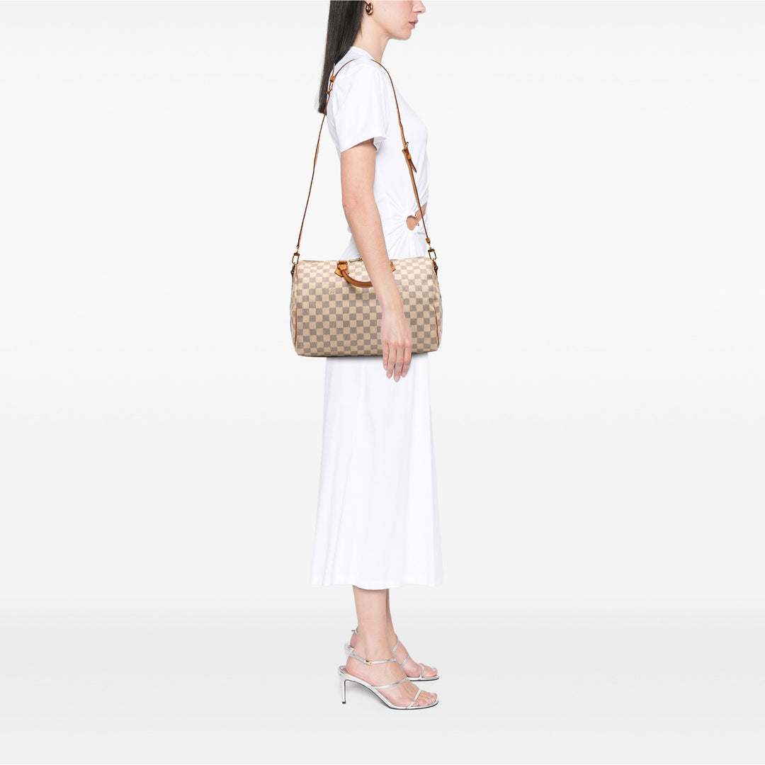 Damier Azur Speedy Bandouliere 35 White - Gaby Paris