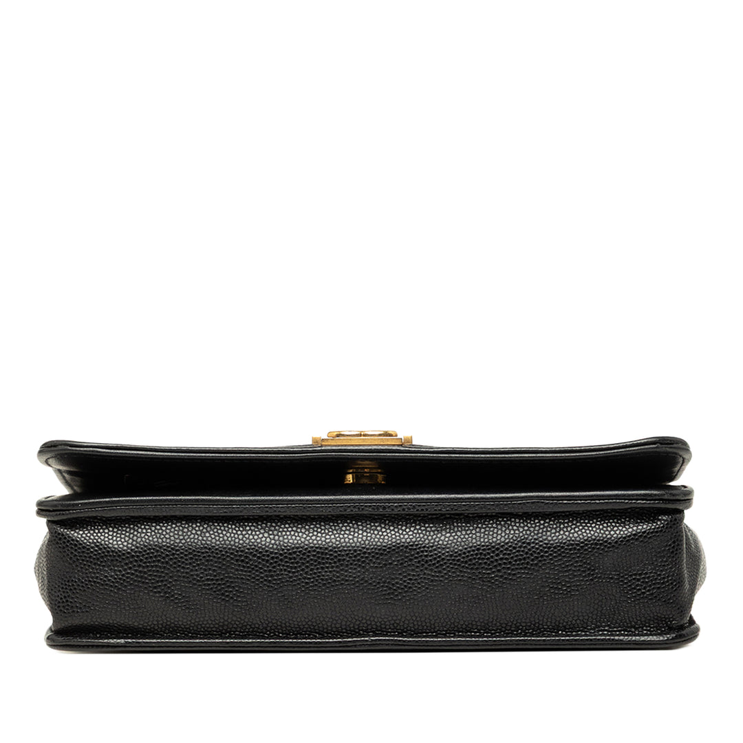 Matelassé Boy Wallet on Chain Cuir caviar Noir