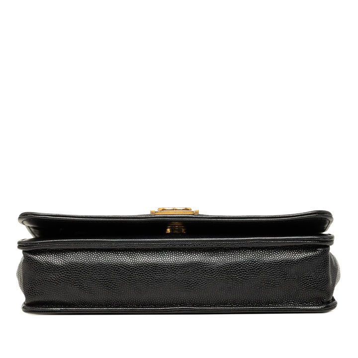 Matelassé Boy Wallet on Chain Cuir caviar Noir