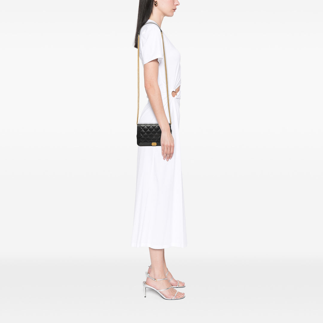 Matelassé Boy Wallet on Chain Cuir caviar Noir