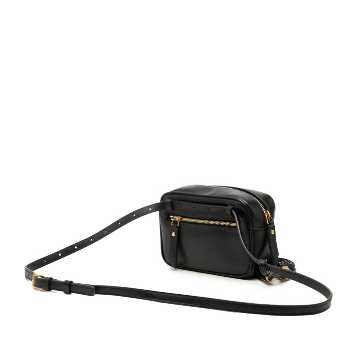 Chevron Pompon Lou Sac ceinture Cuir de veau Noir