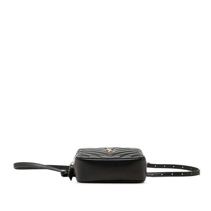 Chevron Pompon Lou Sac ceinture Cuir de veau Noir