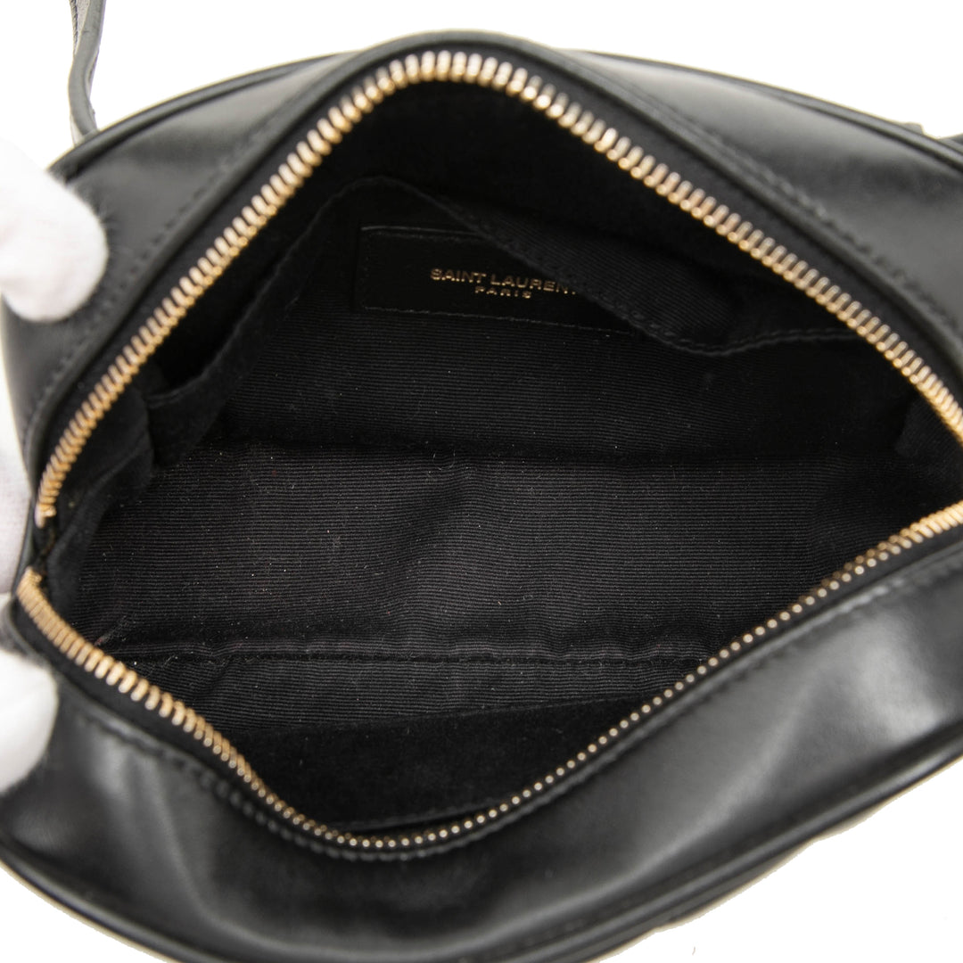 Chevron Pompon Lou Sac ceinture Cuir de veau Noir