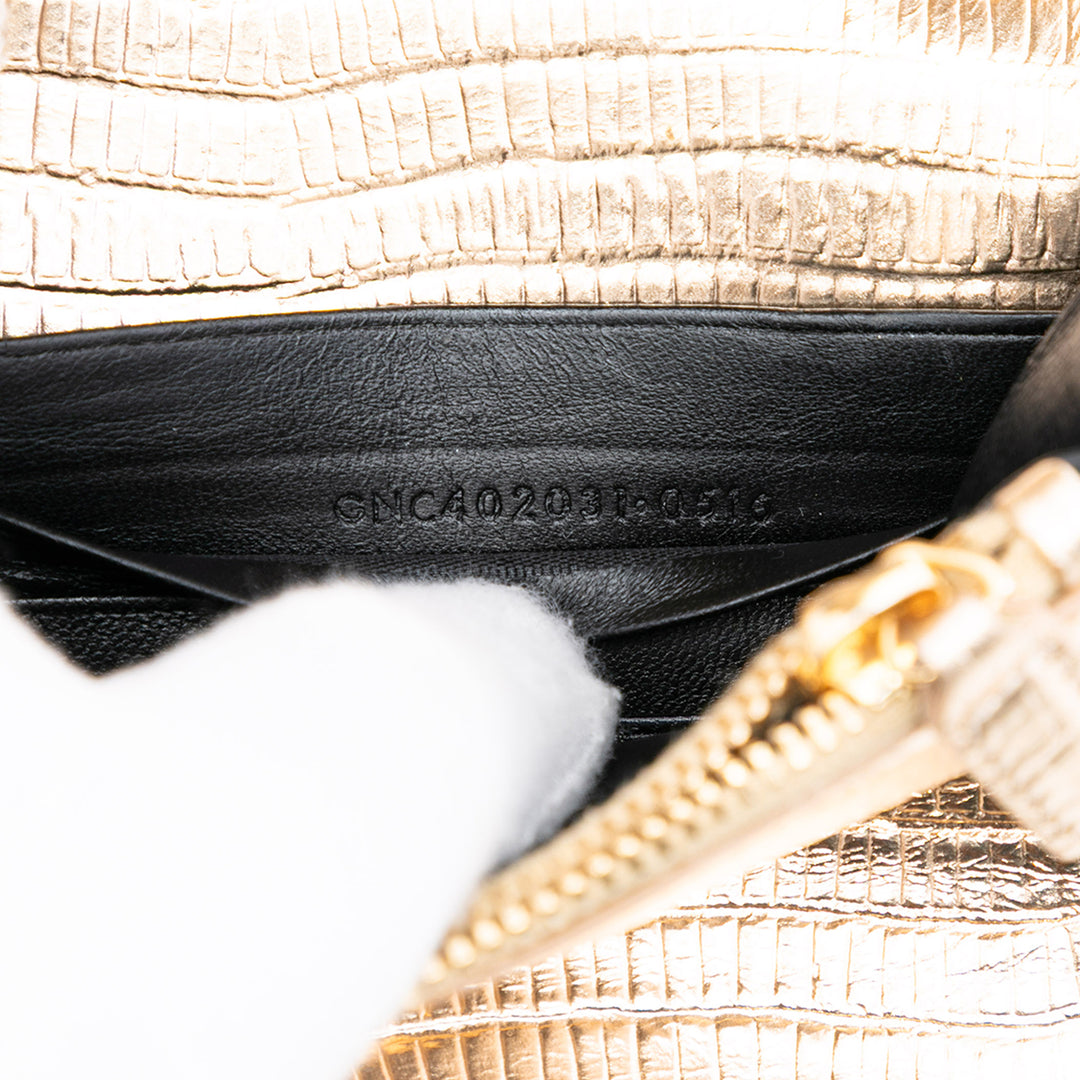 Saint Laurent Lizard embossé Metallic Cuir de veau Monogram Envelope Chain Portefeuille