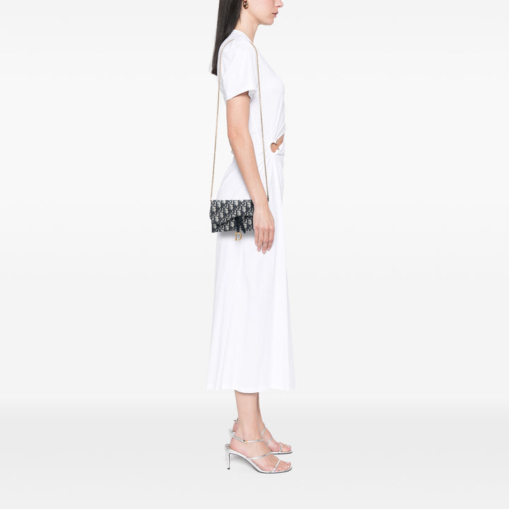 Dior Oblique Toile Saddle Wallet on Chain