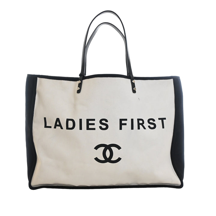 Chanel Bicolor Toile Ladies First Shopping Cabas