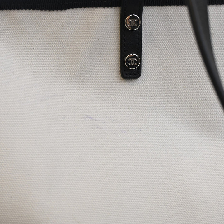 Chanel Bicolor Toile Ladies First Shopping Cabas
