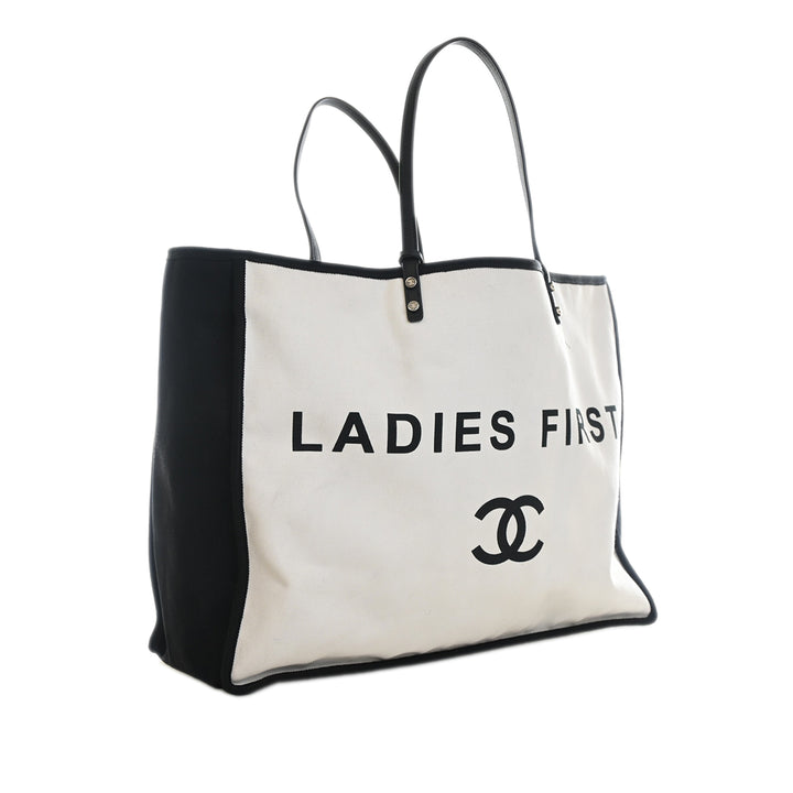 Chanel Bicolor Toile Ladies First Shopping Cabas