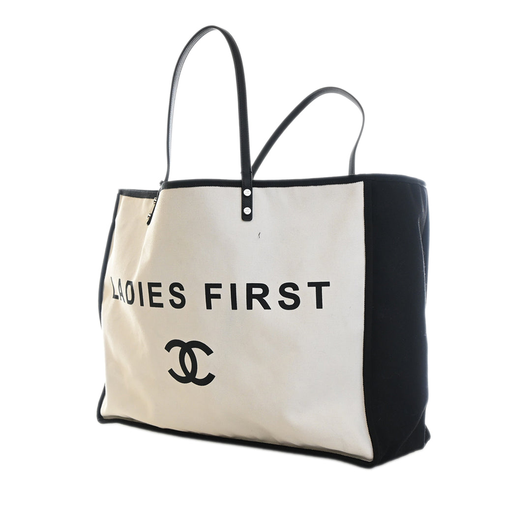 Chanel Bicolor Toile Ladies First Shopping Cabas