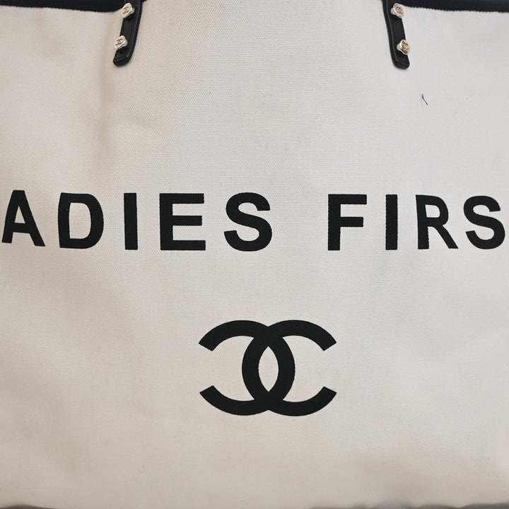 Chanel Bicolor Toile Ladies First Shopping Cabas