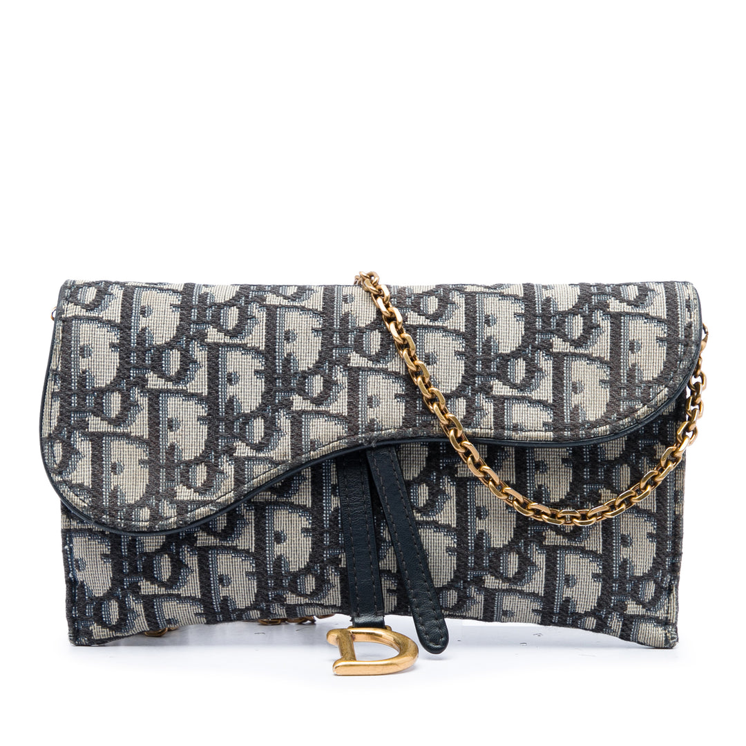 Saddle Wallet on Chain Oblique Bleu