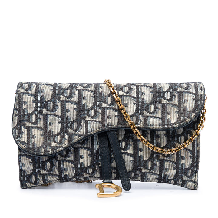 Saddle Wallet on Chain Oblique Bleu