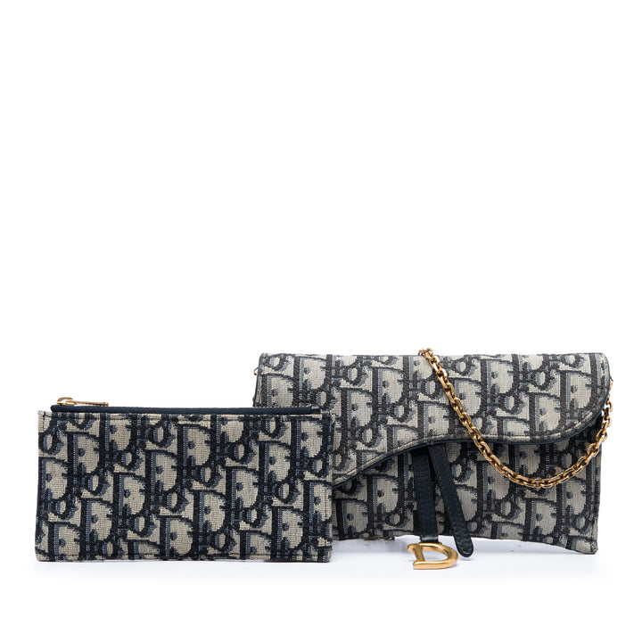 Saddle Wallet on Chain Oblique Bleu