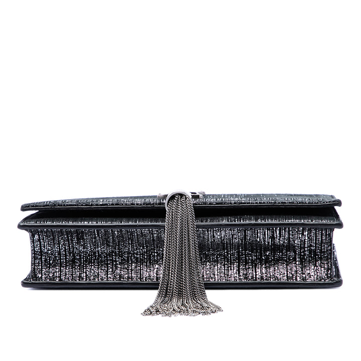 Saint Laurent Metallic Daim Monogram Kate Pompon Wallet on Chain