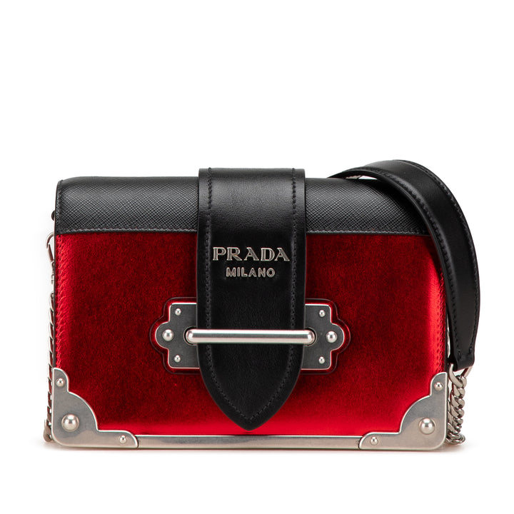 Saffiano Trimmed City Calf Cahier Crossbody Red - Gaby Paris