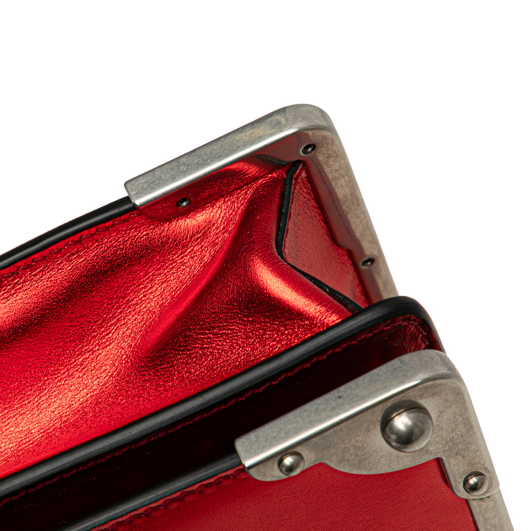 Saffiano Trimmed City Calf Cahier Crossbody Red - Gaby Paris