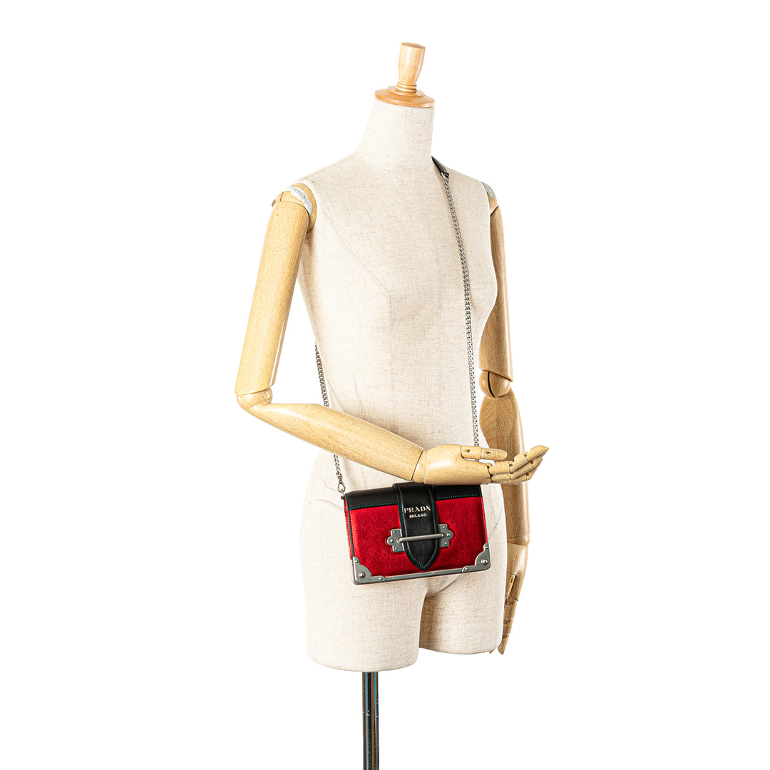 Saffiano Trimmed City Calf Cahier Crossbody Red - Gaby Paris