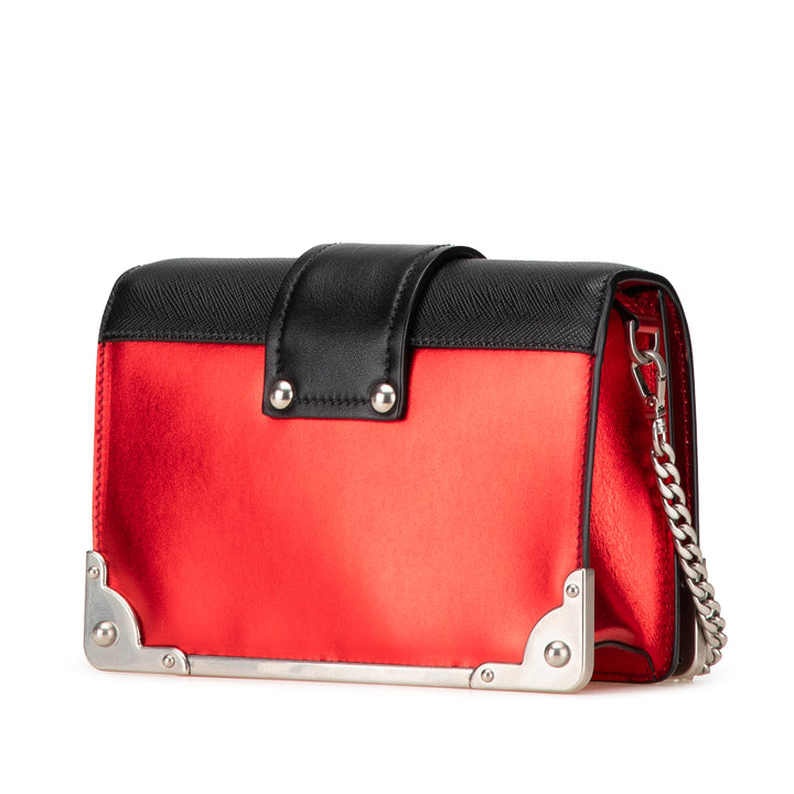 Saffiano Trimmed City Calf Cahier Crossbody Red - Gaby Paris