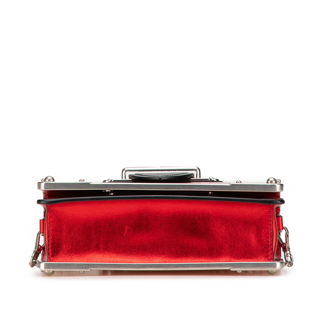 Saffiano Trimmed City Calf Cahier Crossbody Red - Gaby Paris
