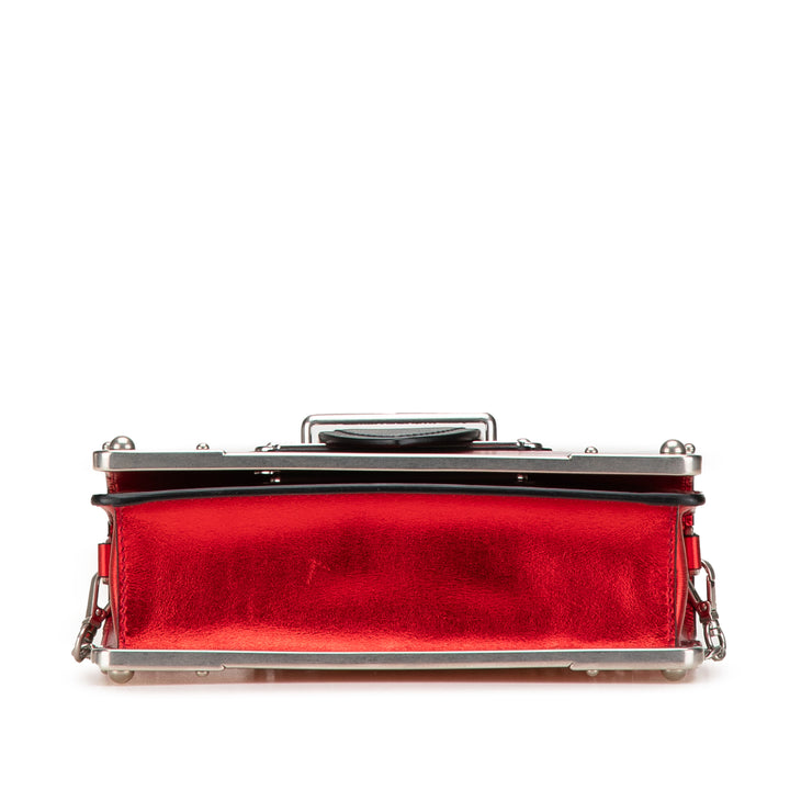 Saffiano Trimmed City Calf Cahier Crossbody Red - Gaby Paris
