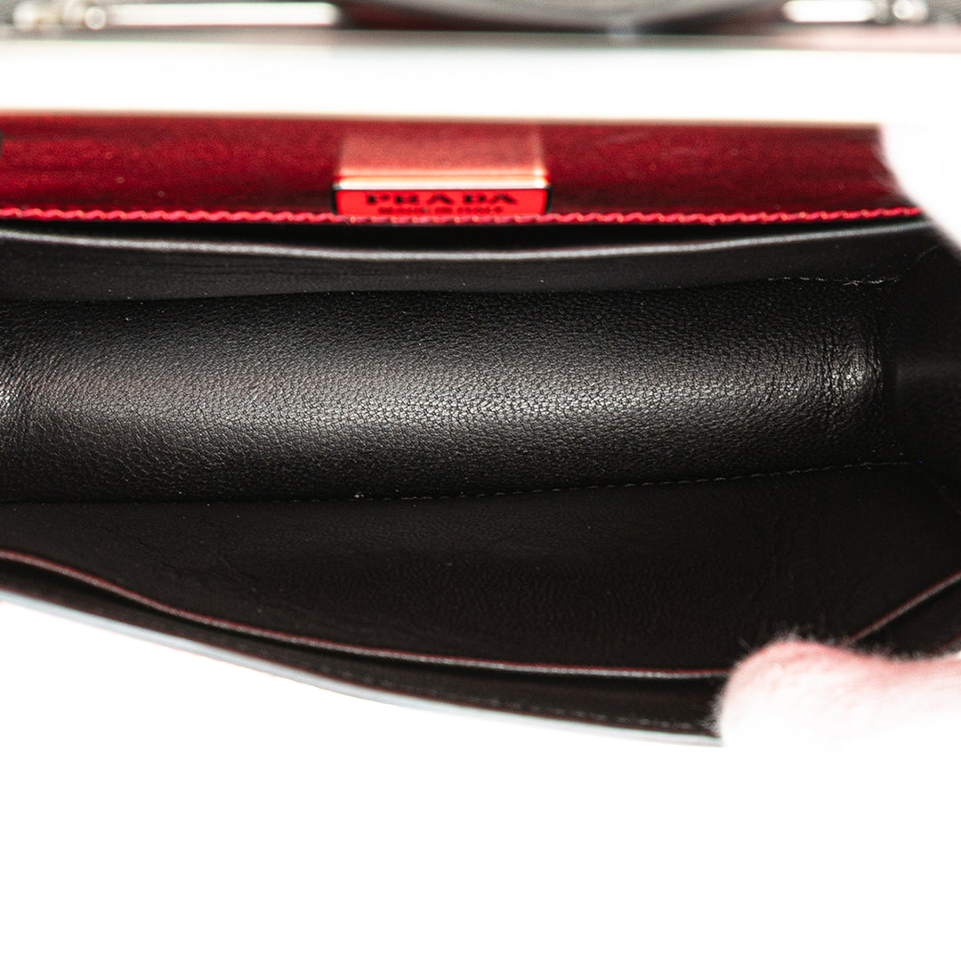 Saffiano Trimmed City Calf Cahier Crossbody Red - Gaby Paris