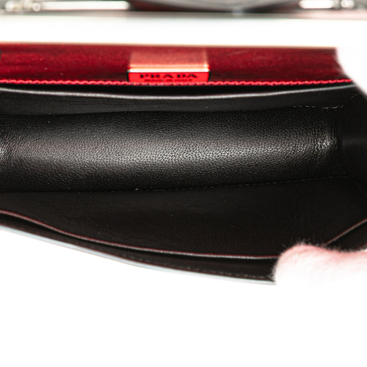Saffiano Trimmed City Calf Cahier Crossbody Red - Gaby Paris