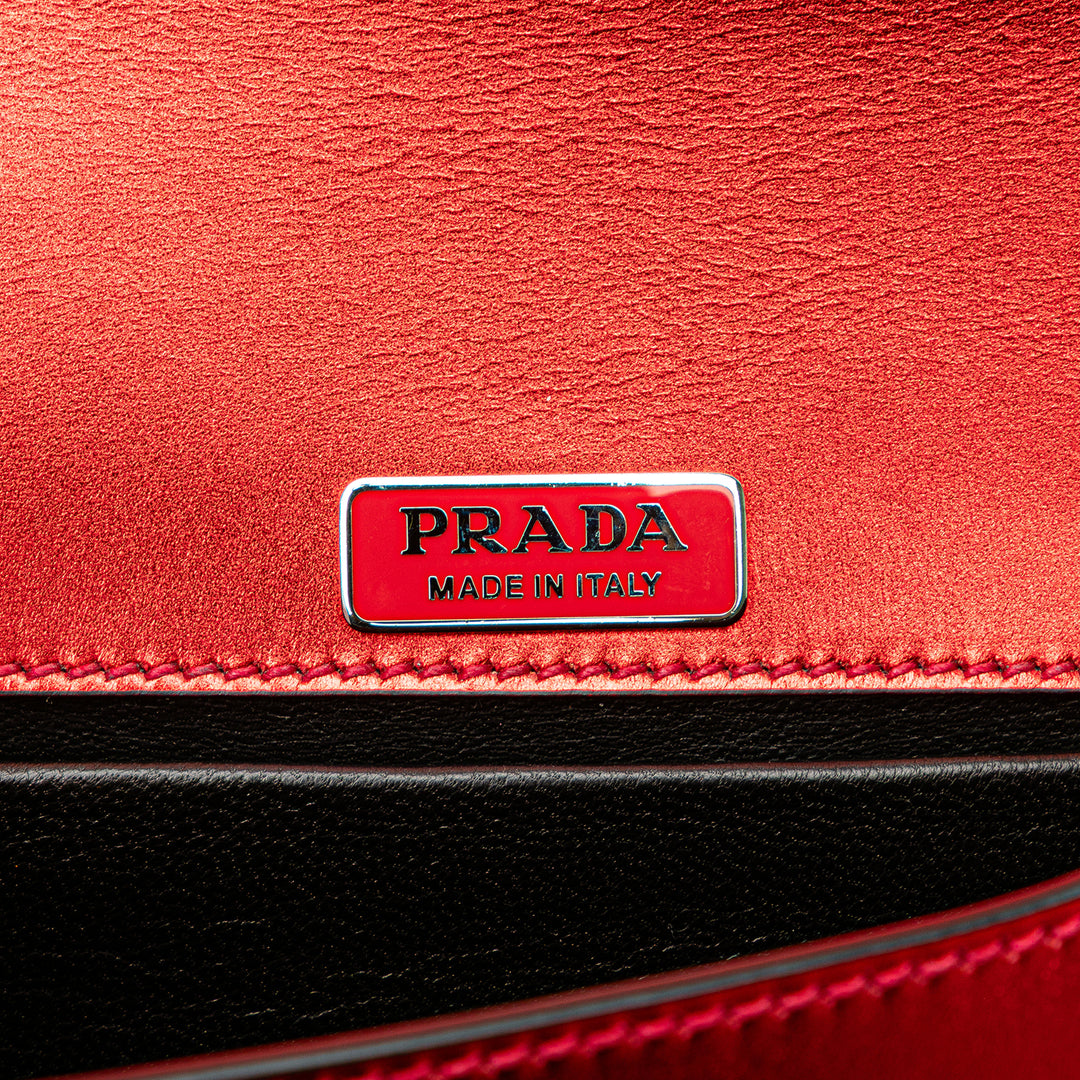 Saffiano Trimmed City Calf Cahier Crossbody Red - Gaby Paris