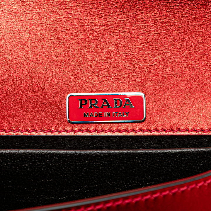 Saffiano Trimmed City Calf Cahier Crossbody Red - Gaby Paris