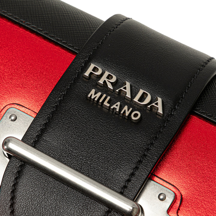 Saffiano Trimmed City Calf Cahier Crossbody Red - Gaby Paris