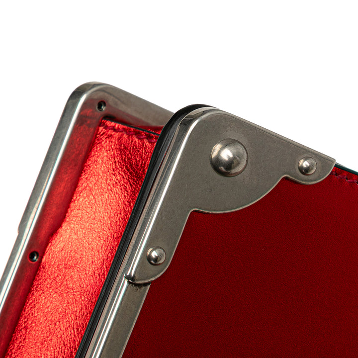 Saffiano Trimmed City Calf Cahier Crossbody Red - Gaby Paris