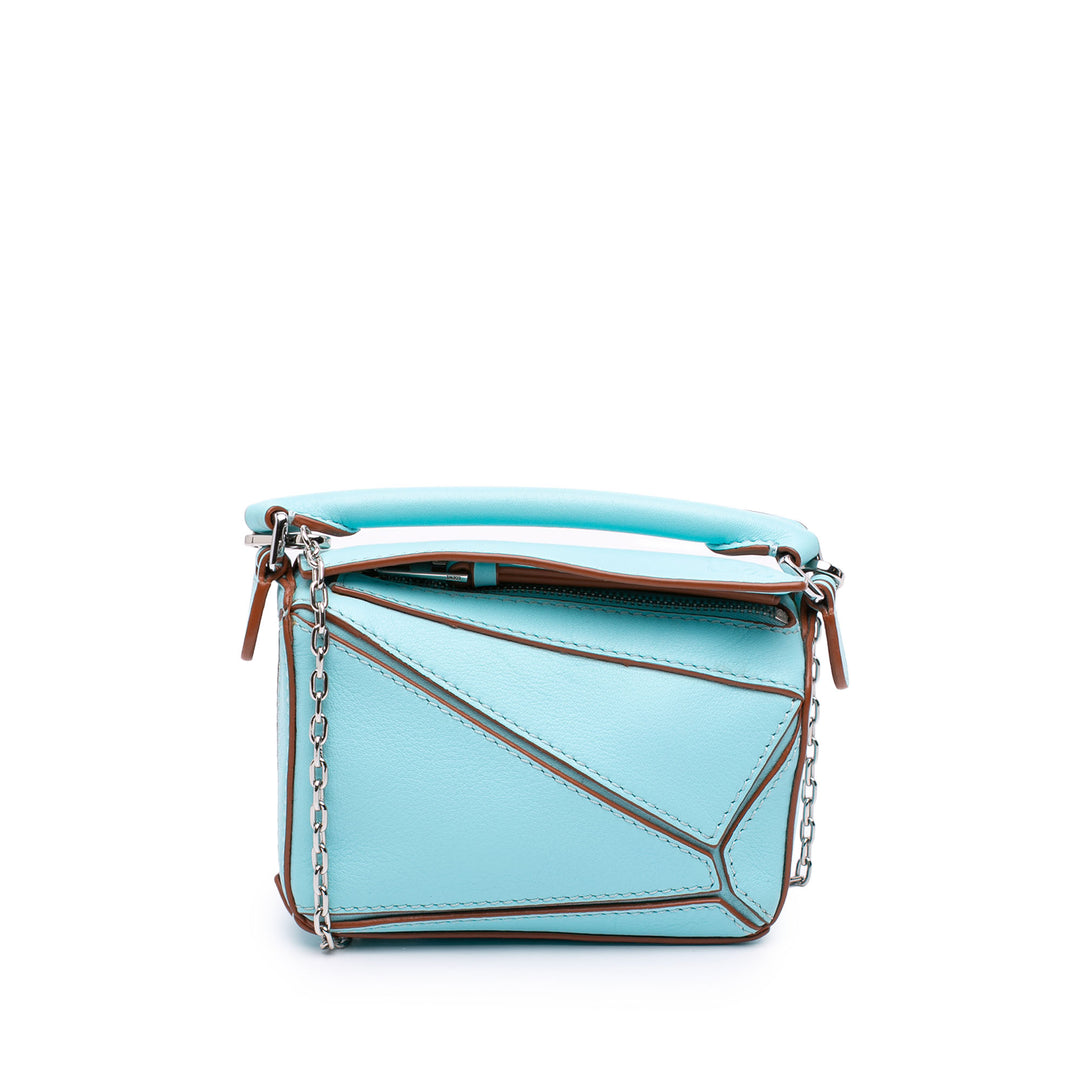 Puzzle Sac Nano Cuir de veau Bleu